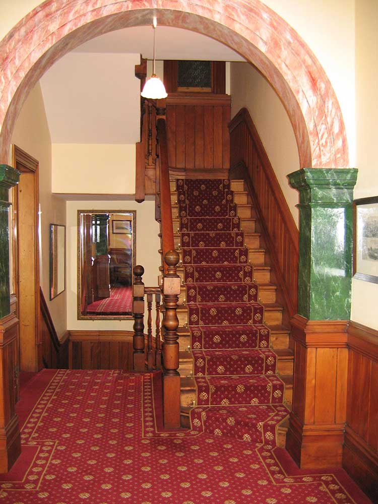 The original staircase at Braemar on Parliament Street, featured in Goodbye Pork Pie