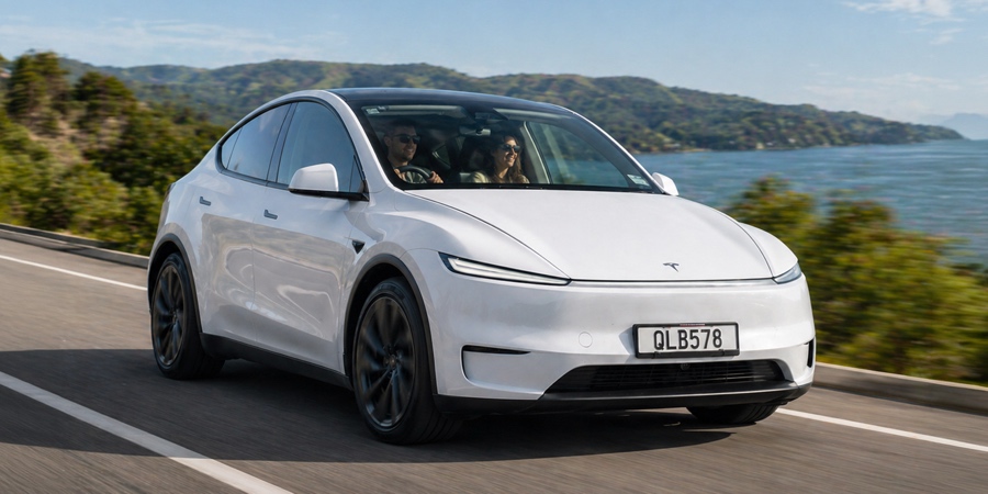 A Tesla electric vehicle available for hire from GO Rentals